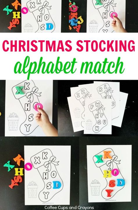 Christmas Stocking Game, Stocking Game, Christmas Literacy Centers, Abc Practice, Christmas Literacy Activities, Christmas Learning Activities, Christmas Lesson Plan, Abc Game, Christmas Literacy