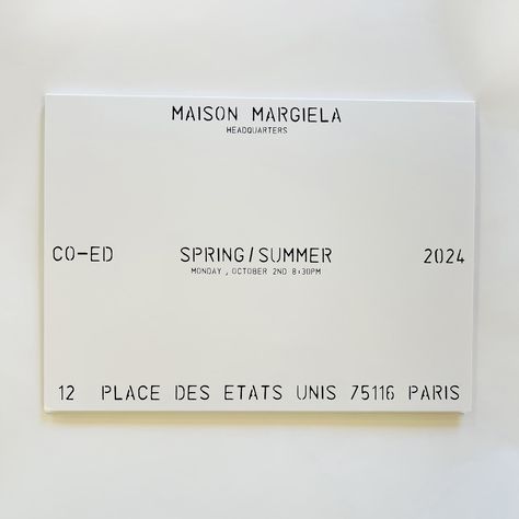 Maison Margiela Fashion Show Invitation Fashion Event Invitation, Wedding Announcements Invitations, Show Invitation, Fashion Invitation, Fashion Show Invitation, Graphics Layout, Neon Aesthetic, Studio Logo, Event Invitation