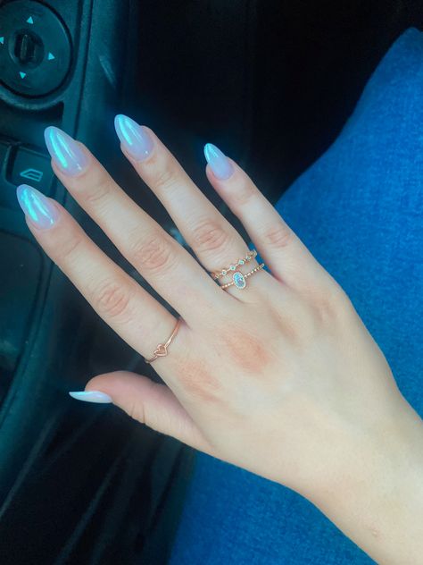 Homecoming Blue Nails, Hoco Nails Blue Dress, 90s Prom Nails, Homecoming Nails Light Blue, Light Blue Homecoming Nails, Hoco Nails For Blue Dress, Blue Hailey Bieber Nails, Blue Nails Hoco, Nails For Light Blue Dress