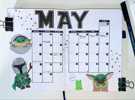 Star Wars Bujo, Star Wars Bullet Journal, Bujo Mai, Bujo 2023, Bujo Monthly Spread, Planer Organisation, Bujo Themes, May Themes, Journal 2023