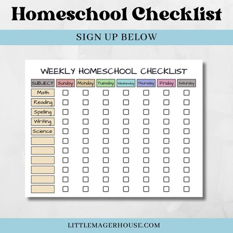 Free Printable Homeschool Schedule Checklist Homeschool Checklist Printable, Homeschool Checklist For Kids, Homeschool Daily Schedule Template, Printable Homeschool Schedule, Homeschool Checklist, Homeschool Daily Schedule, Curriculum Planner, Free Printable Chore Charts, Free Homeschool Printables