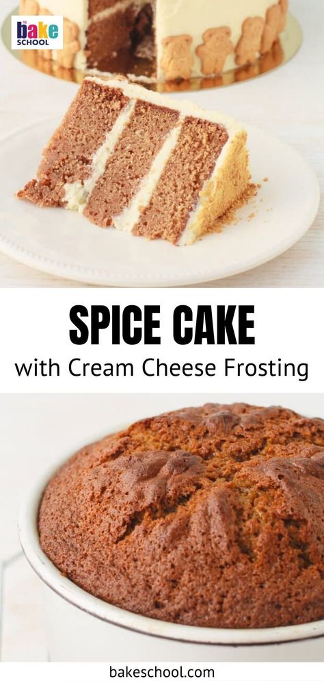 This 3-layer spice cake recipe has the delicious warm flavours of cinnamon, ginger and allspice, and is finished with a white chocolate cream cheese frosting. It's a great dessert for any occasion! White Chocolate Cream Cheese Frosting, Basic Vanilla Cake Recipe, Bakery Inspiration, Spice Cake Recipe, White Chocolate Cream, Cake With White Chocolate, Chocolate Cream Cheese Frosting, Spice Cake Recipes, Apple Cupcakes