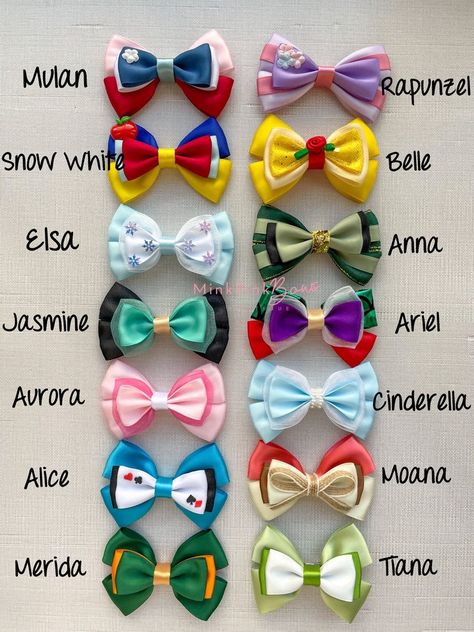 Disney Princess Bow Disney Princess Inspired Hair Bow - Etsy Bows For Girls, Hair Bow Design Ideas, Diy Girls Bows Hairbows, Disney Princess Ears, Disney Princess Hair, Disney Princess Accessories, Diy Disney Bows, Hair Bow Ideas, Disney Bow Template