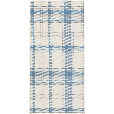 Yazmen Plaid Rug Blue Plaid Rug, Plaid Area Rug, Water Resistant Flooring, Plaid Rug, Nourison Rugs, Classroom Rug, Contemporary Color Palette, Office Entryway, Linear Pattern