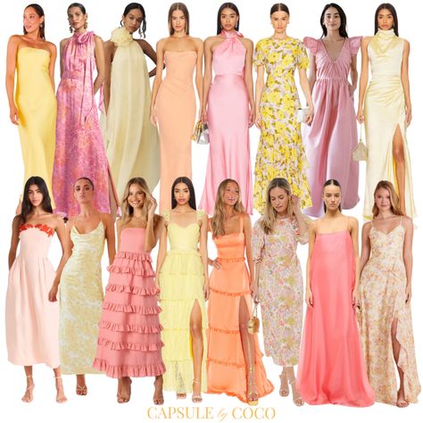 Lorr Midi Marassa curated on LTK Yellow Floral Formal Dress, Pastel Long Gown, Pastel Colorful Bridesmaid Dresses, Grapefruit Bridesmaid Dresses, Pastel Bridesmaids Dress, Yellow Mix And Match Bridesmaid Dresses, Garden Wedding Dress Bridesmaid, Pink Garden Party Bridesmaid Dresses, Light Pink And Orange Bridesmaid Dresses