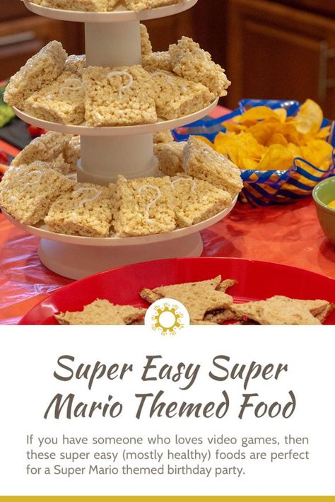 If you have someone who loves video games, then these super easy (mostly healthy) foods are perfect for a Super Mario themed birthday party. #sonshinekitchen #supermario #birthdayparty #mariobirthdayparty Mario Themed Food, Super Mario Themed Birthday Party, Mario Themed Birthday Party, Mario Bros Birthday, Super Mario Birthday Party, Store Bought Cake, Themed Food, Mario Birthday Party, Super Mario Birthday