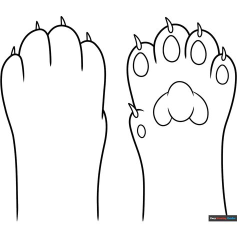 Free Cat Paw Coloring Page for Kids Cat Paw Illustration, Cat Drawing For Kid, Cat Paw Drawing, Paw Template, Cat Paw Pattern, Paw Illustration, Paw Drawing, Paw Cat, Easy Drawing Guides