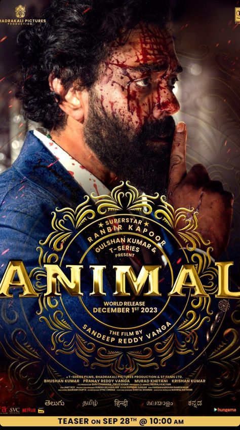 Animal Movie Poster, Animal Movie, Ensemble Cast, Upcoming Films, Ranbir Kapoor, Family Drama, Animal Posters, Cartoon Movies, Hindi Movies