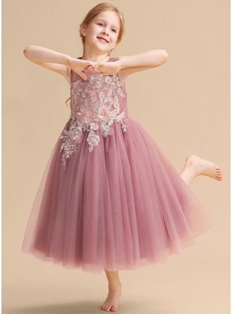 Tea Length Flower Girl Dress, Summer Ball, Sleeveless Flower Girl Dresses, Tea Length Tulle, Girls Ball Gown, Cheap Flower Girl Dresses, Girls Tulle Dress, Lace Beading, Gown Princess