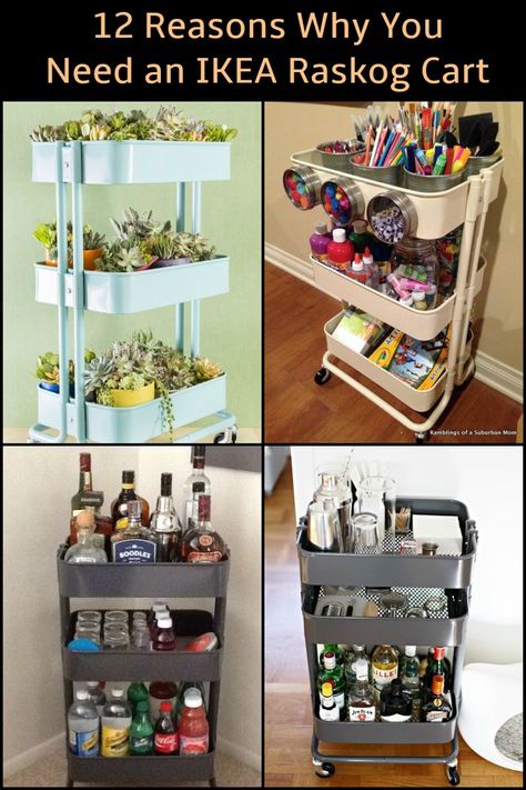 You can use this wonderful cart literally anywhere in your house! Stationary Trolley, Ikea Raskog Cart Ideas, Ikea Raskog Cart Bedroom, Ikea Raskog Bar Cart, Ikea Nissafors Bar Cart, Ikea Raskog Drink Cart, Trolley Ideas, Ikea Raskog Cart, Raskog Cart