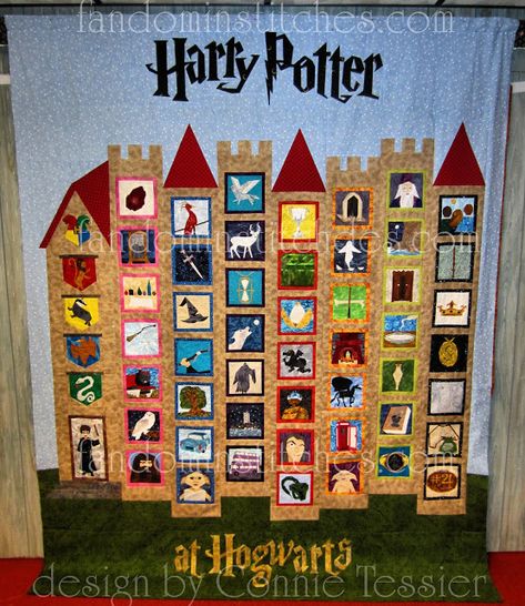 Castle Quilt, Harry Potter Quilt, I Spy Quilt, Theme Harry Potter, Hogwarts Castle, Paper Pieced Quilt, Harry Potter Crafts, Harry Potter Diy, Paper Piecing Quilts