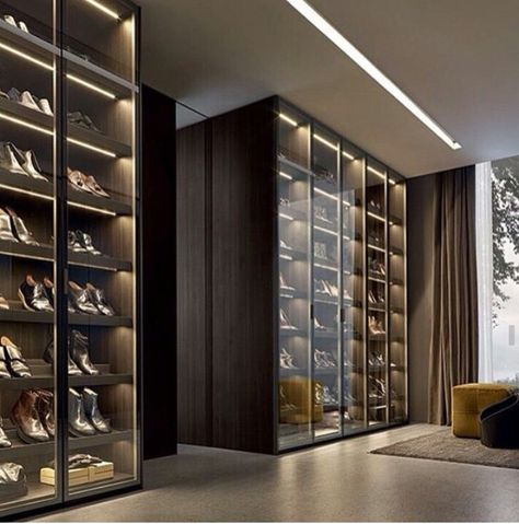 Ultimate shoe closet. Best Wardrobe Designs, Shoe Room, Walking Closet, Walk In Closet Design, Luxury Closets Design, Modern Closet, Men Closet, Vintage Industrial Furniture, Rack Design