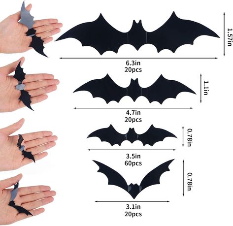 DIYASY Bats Wall Decor,120 Pcs 3D Bat Halloween Decoration Stickers for Home Decor 4 Size Waterproof Black Spooky Bats for Room Décor Diy Halloween Bat Decorations, Halloween Bats Diy, Diy Halloween Dekoration, Scary Bat, Bat Decorations, Halloween Bat Decorations, Bat Wall, Halloween Wall Decor, Halloween Scene