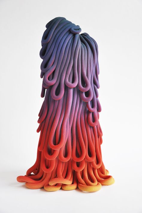 Loops and Coils in Bright Gradients Grow from Claire Lindner’s Ceramic Sculptures | Colossal Coil Pottery, Organic Ceramics, Colossal Art, Modern Crafts, Ceramics Pottery Art, Ceramics Ideas Pottery, Contemporary Ceramics, Ceramic Artists, Coils