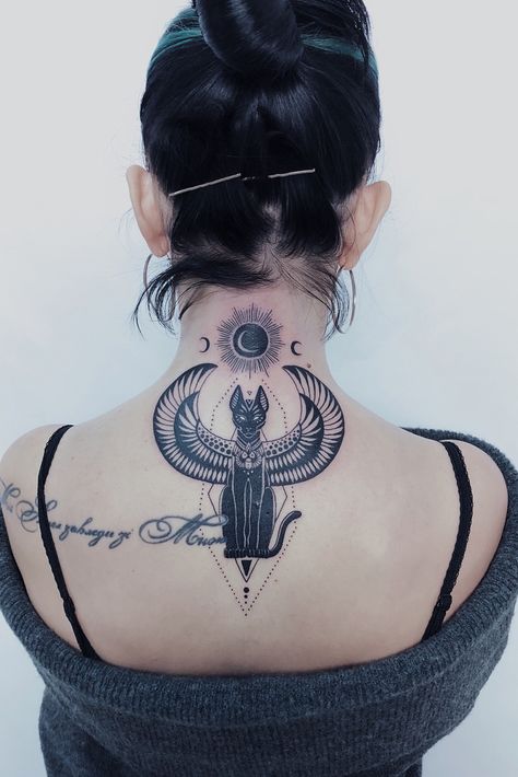 Egyptian Tattoo For Women, Bast Tattoo, Egyptian Goddess Tattoo, Bastet Tattoo, Egyptian Cat Tattoos, Enough Tattoo, Egyptian Tattoo Sleeve, Tatoo Inspiration, Goddess Tattoo