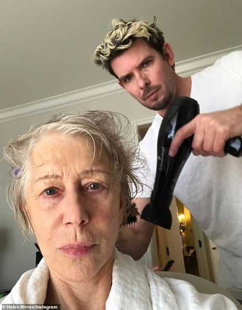 Helen Mirren shares her Oscars night on Instagram | Daily Mail Online Helen Mirren Hair, Film Editing, Homecoming Hair, Helen Mirren, Makeup Transformation, Haircut For Older Women, Love Your Hair, Hoco Hair Ideas, Hoco Hair