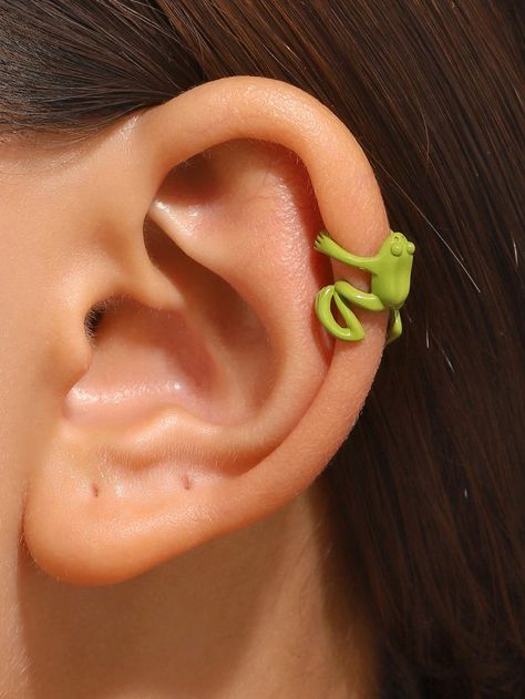 1pc Frog Decor Ear CuffI discovered amazing products on SHEIN.com, come check them out! Silly Earrings, Ear Cuff Women, Frog Costume, Frog Jewelry, Chocolate Frog, Frog Decor, Frog Design, Body Jewelry Piercing, Green Frog