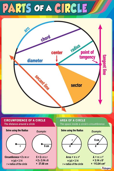 PRICES MAY VARY. 🎁 [PERFECT SIZE] Our poster is 12x18 inch. Educational Math Posters Complete Circle Parts Poster, vibrant color, looks so real, non-toxic, odorless, eco-friendly, long lasting, bulletin board paper smooth texture, never deformed or fade. 🎁 [PAPER ITEM]: All Educational Math Posters are printed on premium 300 GSM Gloss paper with aqueous ink suited for full-color digital art prints. Vivid color, true to the advertising photos, classroom supplies just as shown, accent your space Parts Of Circle, Math Supplies, Math Terminology, Geometry Poster, High School Classrooms, Math Posters, Bulletin Board Paper, Growth Mindset Posters, Circle Math