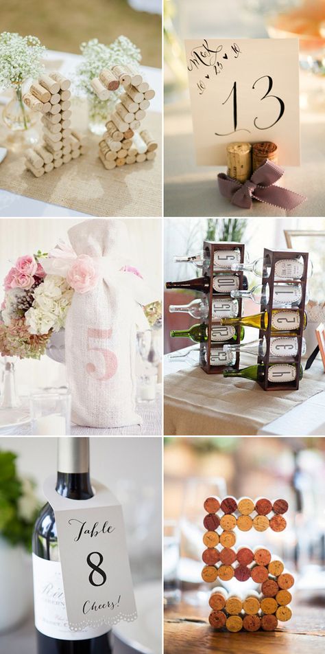 Wedding Table Number Ideas, Table Number Ideas, Table Numbers Wedding Diy, Wedding Reception Themes, Romantic Wedding Centerpieces, Cork Wedding, Diy Table Numbers, Number Ideas, Diy Wedding Table