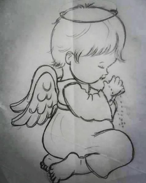 Angel Baby Drawing, Angel Drawing, Girl Drawing Sketches, Disney Art Drawings, Baby Drawing, Art Drawings Sketches Pencil, Girly Drawings, Little Angel, Pencil Art Drawings