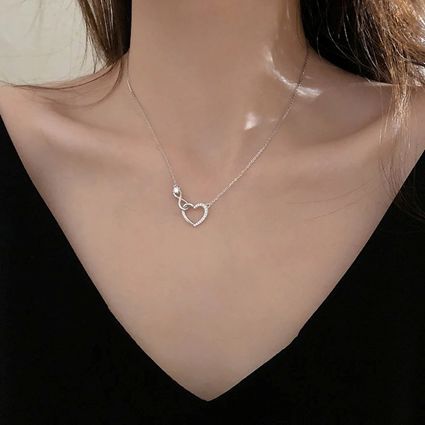 Sterling Silver Heart Necklace, Infinity Love, Hollow Heart, Love Pendant, Silver Jewelry Necklace, Pendent Necklace, Silver Jewelry Fashion, Silver Heart Necklace, The Infinity