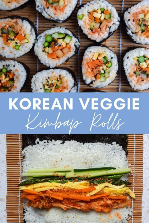 Korean Kimbap Recipes, Asian Lunch Recipes, Homemade Kimbap, Kimbap Recipe Vegetarian, Cheese Kimbap Recipe, Healthy Kimbap, Kimbap Recipe Korean, Kimbap Vegetarian, Easy Kimbap