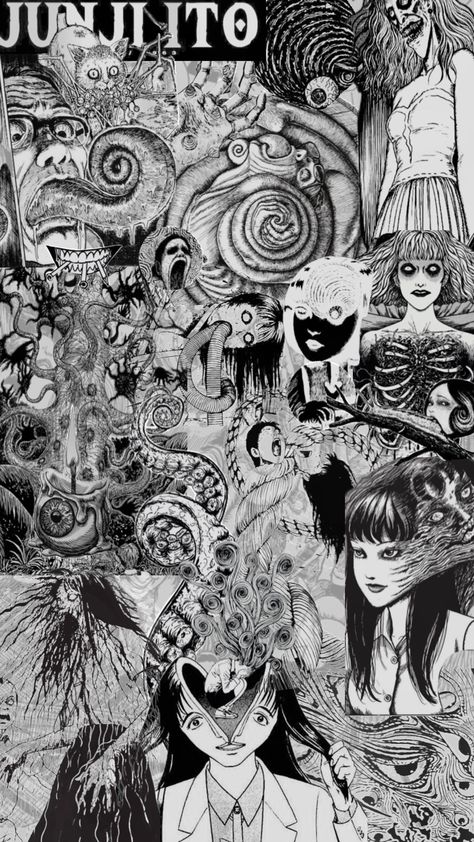 Junji Ito‘s world. #junjiito Japanese Horror, Junji Ito, Dark Art Illustrations, Scary Art, Creepy Art, Cute Wallpaper Backgrounds, Horror Art, Manga Drawing, Cute Cartoon Wallpapers