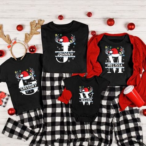 Customized Christmas Family T-Shirt with Initial I along with Your Name - Perfect Holiday Attire! Christmas t shirt #christmastshirt T shirt #tshirt t-shirt #t_shirt t shirts #tshirts t-shirts #t_shirts T shirt design #tshirtdesign T-shirt designs #t_shirtdesign T shirts designs #tshirtsdesigns 5.41 Matching Family Christmas Shirts, Personalized Christmas Shirts, Funny Pajamas, Pajamas Christmas, Christmas Names, Matching Christmas Pajamas, Christmas Matching, Holiday Attire, Family Tees