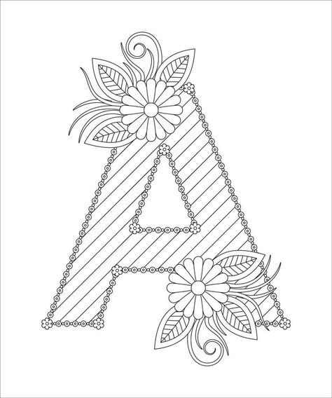 page de coloriage de l'alphabet avec un style floral. abc coloriage - lettre a Colouring Letters Alphabet, Initial Coloring Pages, A Coloring Pages Letter, Coloring Letters Alphabet, Color Letters Alphabet Free Printable, H Letter Design Alphabet, Reggae Wallpapers, Pencil Tracing, Letters Coloring Pages