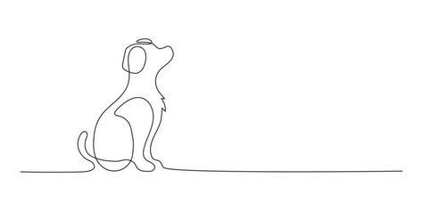 Dog drawing vector using continuous single one line art style isolated on white background. 6637744 Vector Art at Vecteezy Dog Outline, Line Art Style, Line Art Illustration, Line Artwork, One Line Art, Drawing Vector, Cityscape Photos, Logo Banners, Dog Drawing