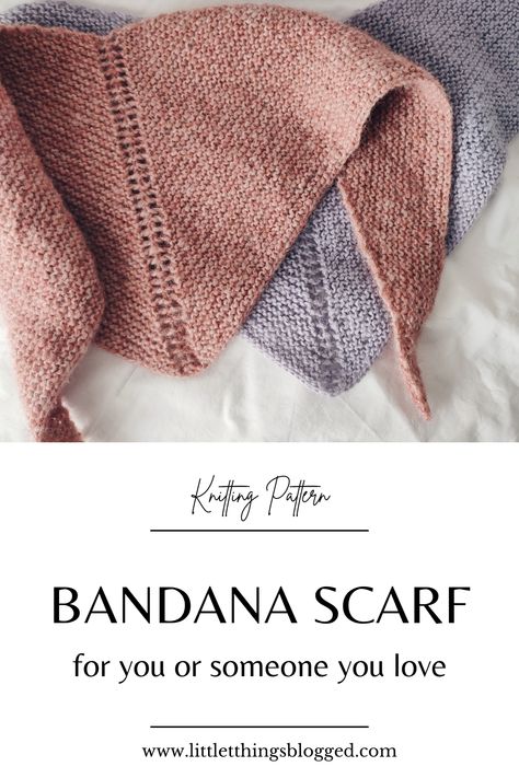 Bandana Scarf, knitting pattern — Little Things Blogged Hair Scarf Knitting Pattern, Knitted Neck Scarf Free Pattern, Knit Hair Scarf, Bandana Knitting Pattern Free, Knit Bandana Pattern, Knitting Bandana, Bandana Knitting Pattern, Knitted Bandana, Knit Bandana