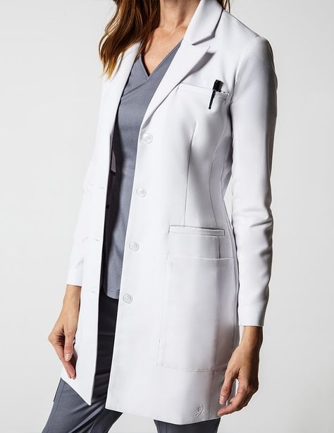 Neela Lab Coat in White - Lab Coats by Jaanuu Lab Coat Outfit, Lab Coat Fashion, Doctor White Coat, Dress Coat Outfit, Medical Scrubs Fashion, Áo Blu, White Coats, Uniform Clothes, Doctor Coat