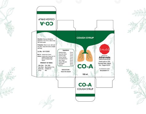 CO-A Ayurvedic Cough Syrup | Behance Cough Medicine, Syrup Bottle, Simple Look, Label Design, Visual Identity, Syrup, The Old, Packaging, Design