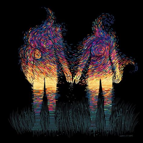 James R. Eads (@james.r.eads.art) on Instagram: “a thousand more years of sunsets.” James R Eads, Screen Printing Studio, Leon Bridges, Dream Symbols, Colossal Art, Modern Crafts, Exotic Birds, Trippy Art, Colorful Landscape