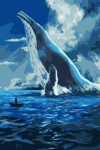 Sky Whale, Deep Sea Animals, Big Blue Whale, Big Whale, Easy Diy Paint, Whale Painting, Dark Ocean, Landscape Diy, What To Paint