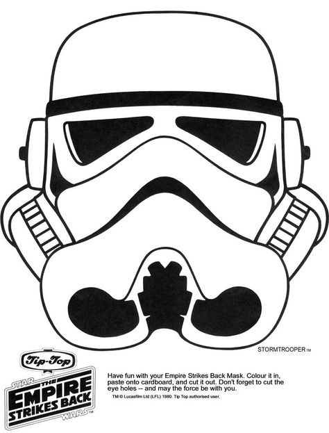 Star Wars Halloween Templates | Click the picture for the Stormtrooper Mask in high resolution. Stormtrooper Tattoo, Star Wars Printables, Star Wars Classroom, Darth Vader Mask, Star Wars Masks, Printable Masks, Printable Star, Star Wars Birthday Party, Printed Tshirt