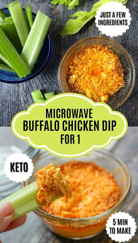 These microwave keto buffalo chicken dip cups are perfect for when you want a tasty low carb snack in a hurry. You just need a few ingredients that you mix together and microwave for about 3-5 minutes and you are done! This recipe makes 2 mini cups of buffalo chicken dip so that you can eat one now and even freeze one for later. Each cup has only 2g net carbs. Buffalo Chicken Dip Microwave, Keto Buffalo Chicken Dip, Vegetarian Dips, Keto Dip, Keto Buffalo Chicken, Buffalo Chicken Dip Easy, Mini Cups, Chicken Dip Recipe, Buffalo Chicken Dip Recipe