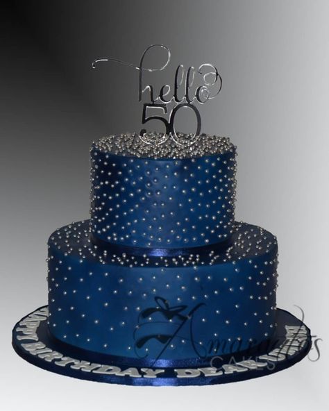 Blue And Silver Cake Ideas, 2tier Birthday Cake, Flower Cupcake Cake, 50th Birthday Cupcakes, Big Birthday Cake, Monster High Cake, Purple Cakes Birthday, Flower Cupcake, Tiered Cakes Birthday