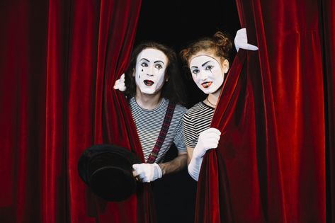 Performing Arts Poster, Mime Artist, Theater Types, Physical Theatre, Power Of Storytelling, Theatre Plays, Painted Faces, Theatrical Makeup, Spoken Words