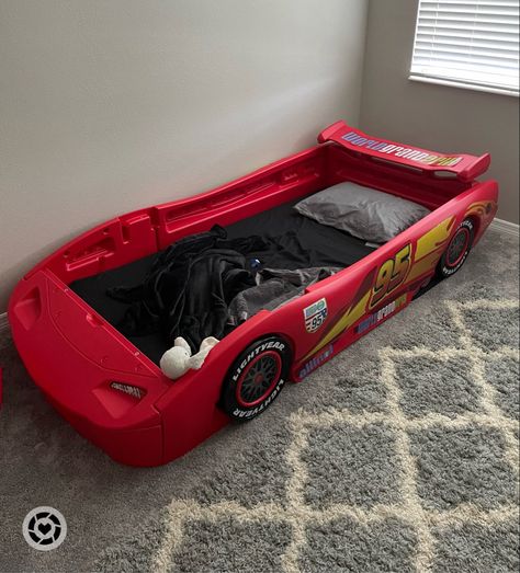 This bed can be ordered with or without the mattress. Perfect for our Cars loving son! Cars Bed, Race Car Bed, Car Bed, Twin Size Bedding, Lightning Mcqueen, Twin Bed, Future House, Mattress, Twins