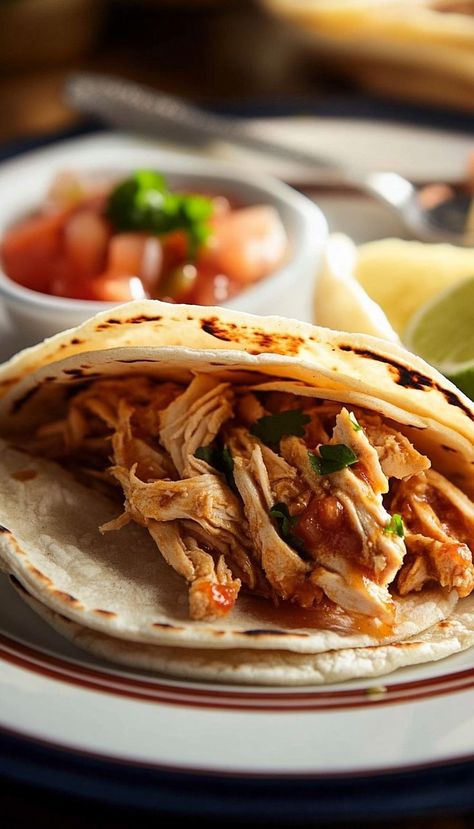 Make taco night special with these Ultimate Shredded Chicken Tacos! Juicy shredded chicken, seasoned to perfection, and topped with your favorite fresh toppings make these tacos a hit. Ideal for fall dinner ideas, this easy recipe is great for family meals or casual get-togethers. Add this to your weeknight rotation for a satisfying, flavorful meal! Shredded Chicken Tacos Recipe, Flavorful Shredded Chicken, Pulled Chicken Recipe, Juicy Shredded Chicken, Pulled Chicken Recipes, Chicken Tacos Recipe, Fall Dinner Ideas, Shredded Chicken Tacos, Chicken Taco Recipes