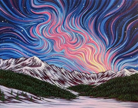 Milky Way Painting, Mountain Moon Painting, Colorado Mountains Painting, Moon Mountain Painting, Milky Way Mountains, Calm Moonlight Acrylic Painting, Mountain Canvas, Colorado Mountains, Milky Way