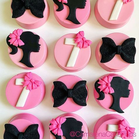 Barbie Cupcakes, 5th Birthday Party Ideas, Barbie Birthday Party, Chocolate Covered Treats, Barbie Theme, Oreo Pops, Chocolate Oreos, Barbie Cake, Silver Party