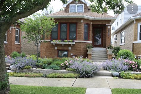 Bungalow Landscaping Front Yard, Chicago Backyard, Bungalow Landscaping, Plants For House, Chicago Bungalow, Dream Landscape, Bungalow Exterior, Hip Roof, Landscaping Front Yard