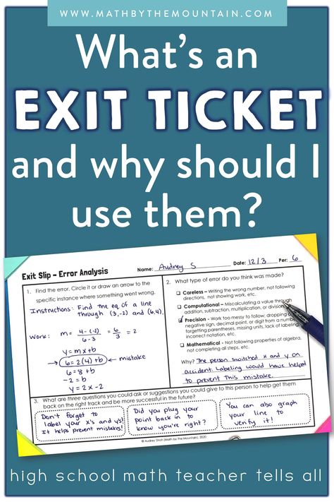 Boost critical thinking, error analysis, and students' ability to communicate about math! Click to read about more reasons you should be using exit tickets in your middle & high school math classes. Exit Tickets Template, Math Exit Tickets, Exit Slip, Error Analysis, Exit Slips, Exit Tickets, Secondary Math, Teaching Practices, Formative Assessment