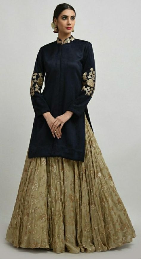 Gaun Koktail, Gold Organza, Organza Lehenga, Velvet Dress Designs, Cast A Spell, Chinese Collar, Salwar Kamiz, Embroidered Lehenga, Traditional Indian Outfits