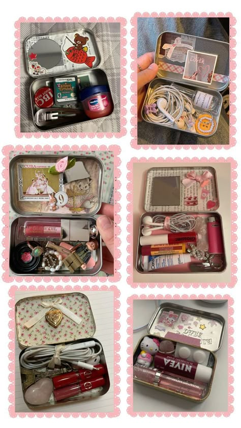 Box Of Jewelry, Altoid Can Crafts, Tic Tac Boxes Diy, Tin Box Wallet, Can Crafts Tin Diy, Altoid Box Crafts, Tin Box Aesthetic, Things To Put In Altoids Wallet, Small Diy Christmas Gifts