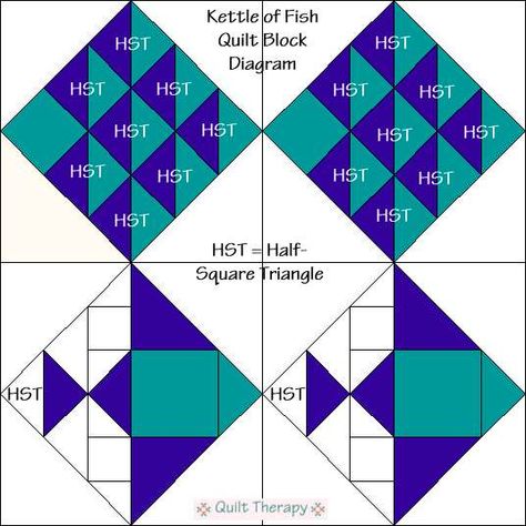 Fish Quilt Block Tutorial – Quilting Fish Quilt Block, Fish Sewing, Fish Chowder Recipe, Fish Quilt Pattern, Fish Quilts, Ocean Quilt, Fish Chowder, Nautical Quilt, Fish Quilt