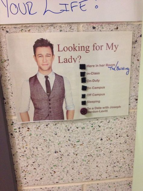 Joseph Gordon-Levitt Where Am I Board Ra Where Am I, Where Am I Board, Ra Door Decs, Dorm Room Doors, College Bulletin Boards, Ra Themes, Interactive Bulletin Boards, Gordon Levitt, Ra Boards