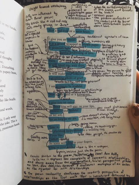 Poetry Books Annotated, Annotated Poems Aesthetic, Annotating Poems Aesthetic, Annotating Poems, Annotated Book Gift, Valentine Carol Ann Duffy, Sixthform Aesthetic, Poem Annotation, Carol Ann Duffy Poems